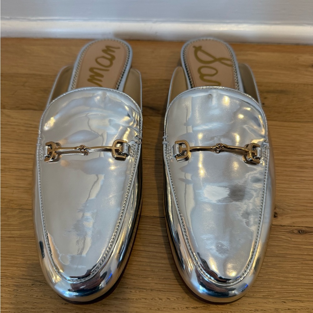 Sam Edelman Silver Metallic Horsebit Mules